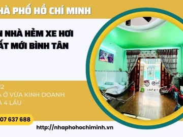 Bán Nhà Hẻm Xe Hơi Đất Mới Bình Tân, Nhà 4 Tầng, Ngang Lớn Bề Thế
